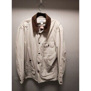 VTG LL Bean Chore Jacket Barn Coat Men Tall L Tan Corduroy Collar Cuffs Field